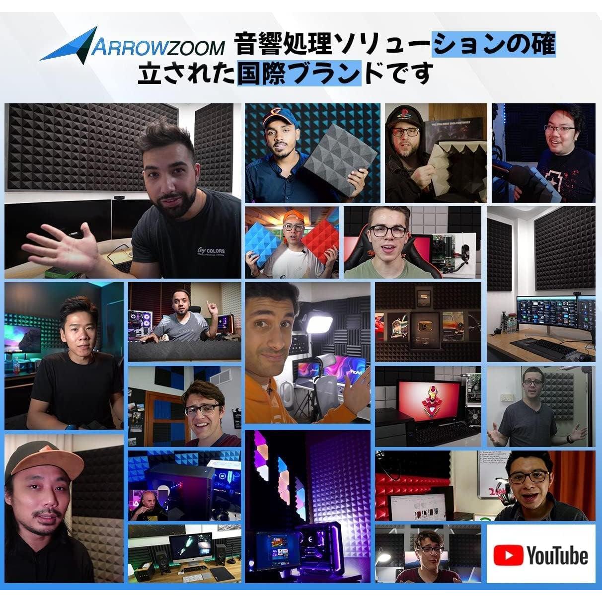 Paneles Acústicos Arrowzoom 24 Pcs Piramidales 25x25 cm Negro