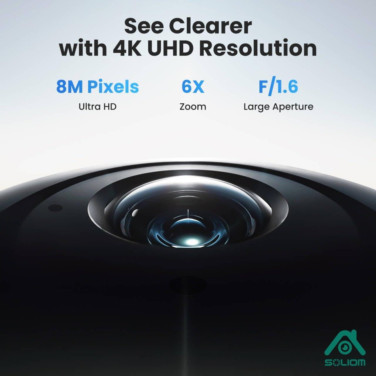 SOLIOM Security Cameras Wireless Outdoor,8MP Ultra HD for Day and Night, No Subscription,Built in Radar,Solar Powered Cameras for Home Security, 360° Pan Tilt Auto Tracking,5G & 2.4G WiFi, 4-Cam Kit