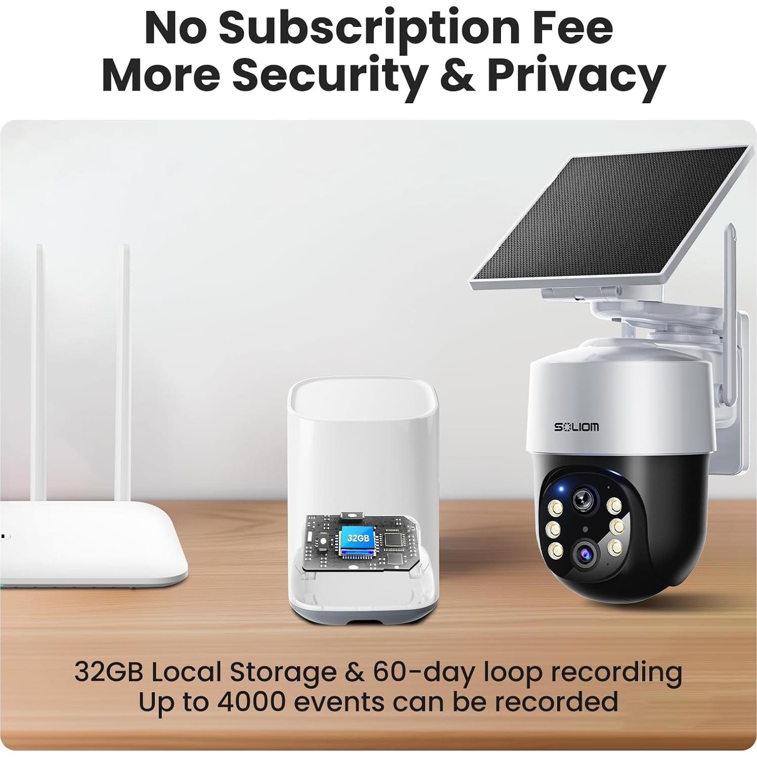 SOLIOM Security Cameras Wireless Outdoor,8MP Ultra HD for Day and Night, No Subscription,Built in Radar,Solar Powered Cameras for Home Security, 360° Pan Tilt Auto Tracking,5G & 2.4G WiFi, 4-Cam Kit