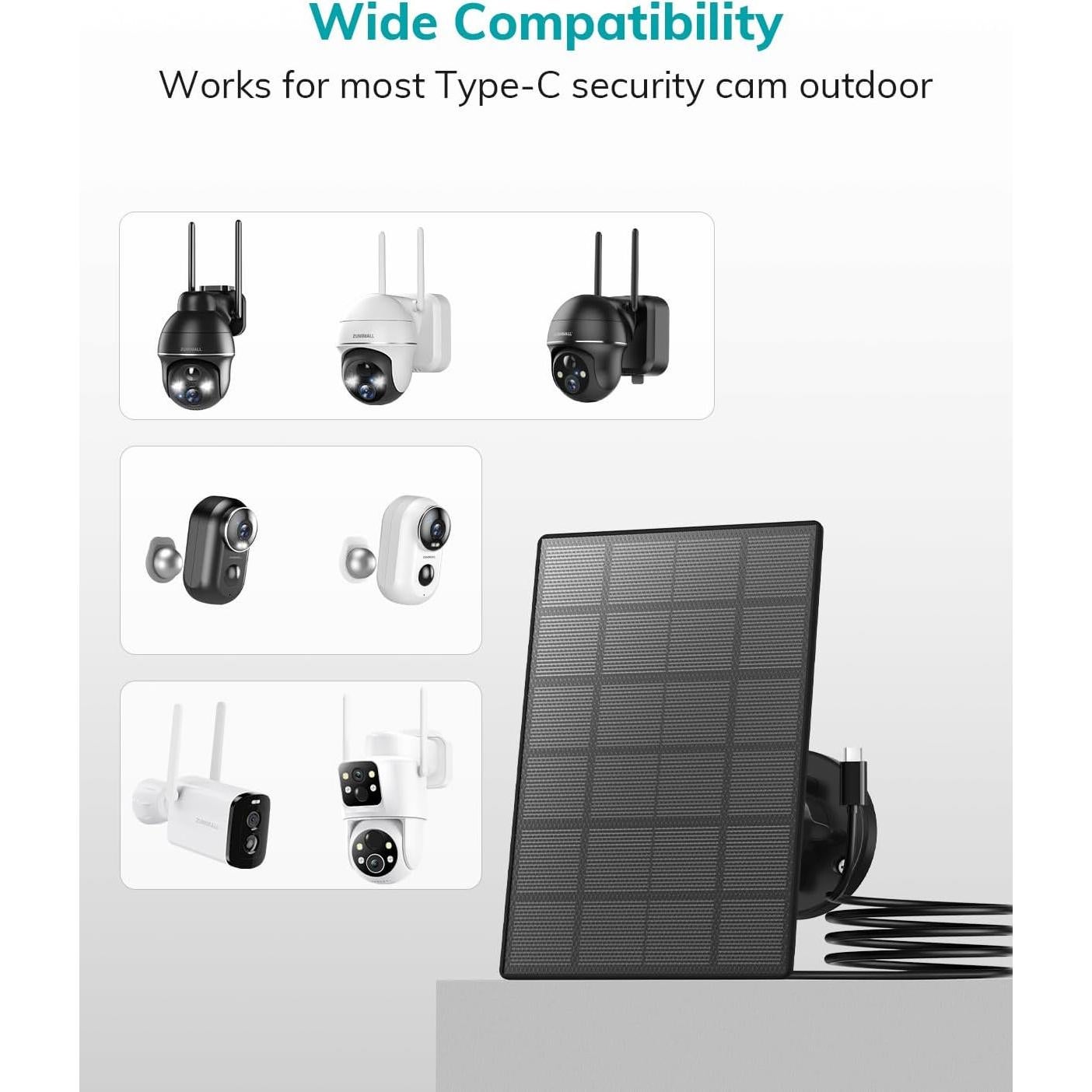 Panel Solar ZUMIMALL 3W IP66 para Cámara Inalámbrica Exterior