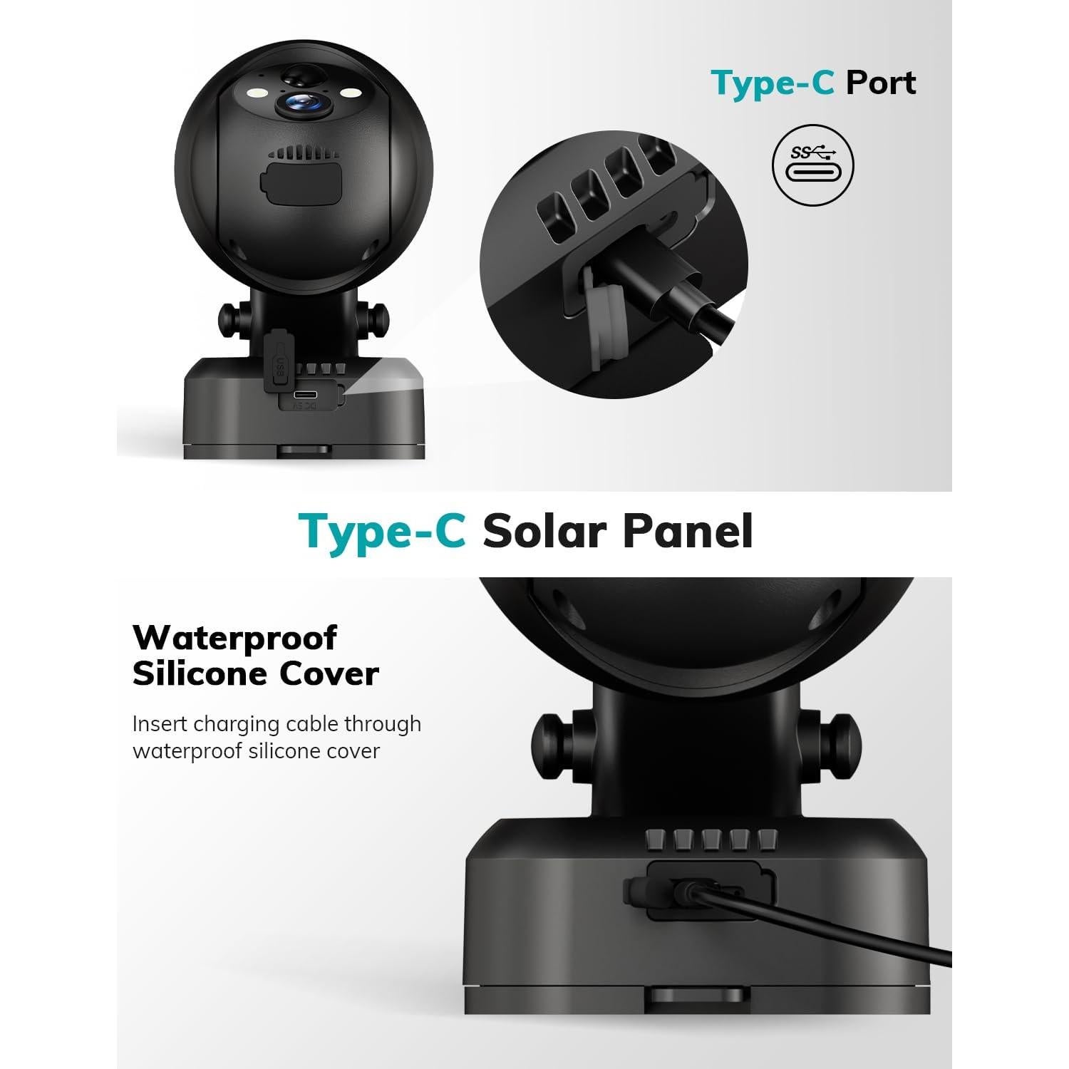 Panel Solar ZUMIMALL 3W IP66 para Cámara Inalámbrica Exterior