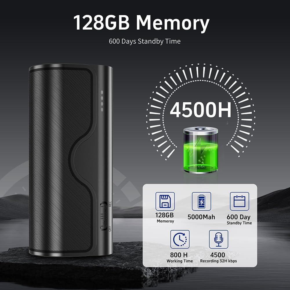 Grabadora de Voz Digital KeenPlus DVR-8818 128GB con Reducción de Ruido