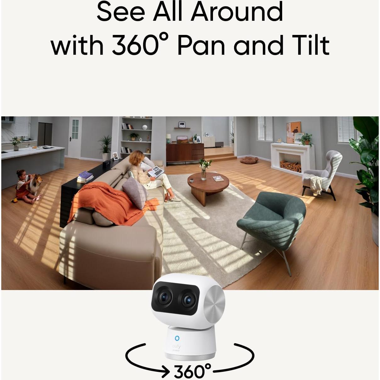 Cámara de Seguridad Interior Eufy S350 4K UHD Dual con Zoom 8x