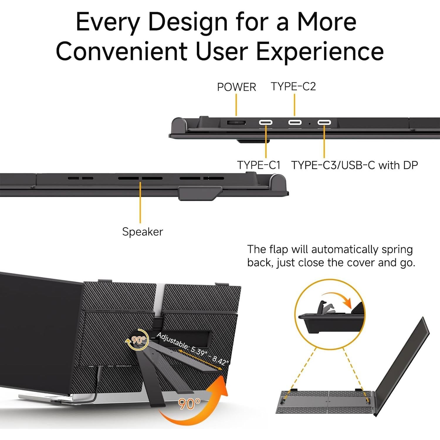 Extensor de Pantalla Portátil KOJOM S8 14" FHD 1080P Plug & Play