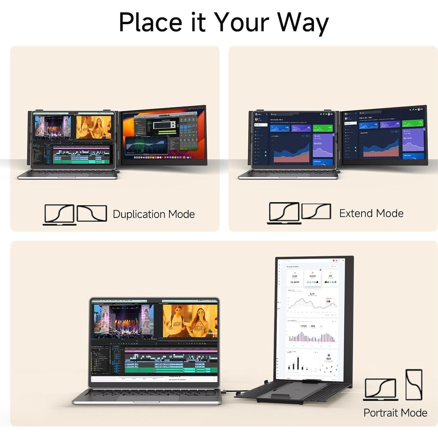 Extensor de Pantalla Portátil KOJOM S8 14" FHD 1080P Plug & Play