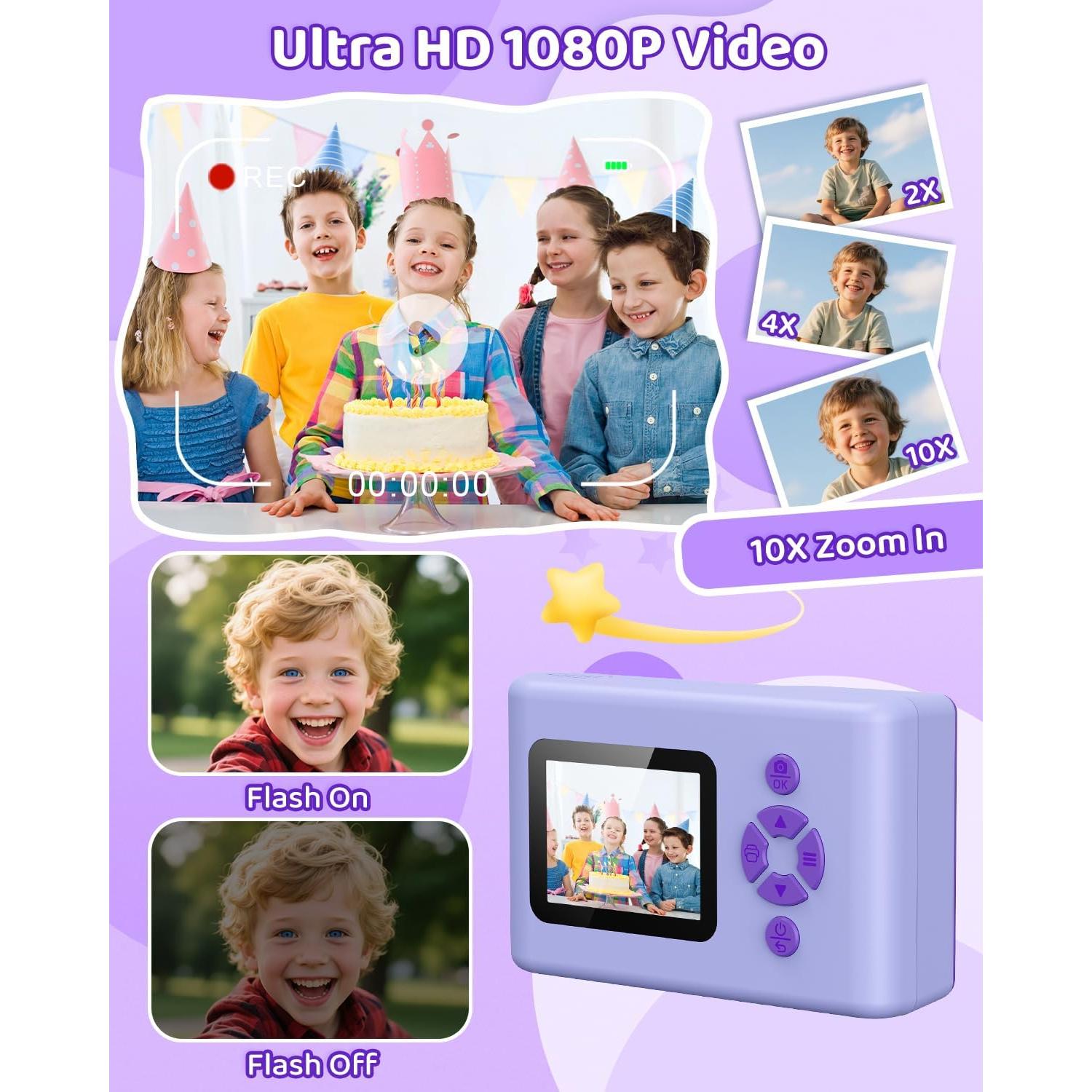Cámara Instantánea Usteetic P86 para Niños 20MP 1080P con SD 32GB
