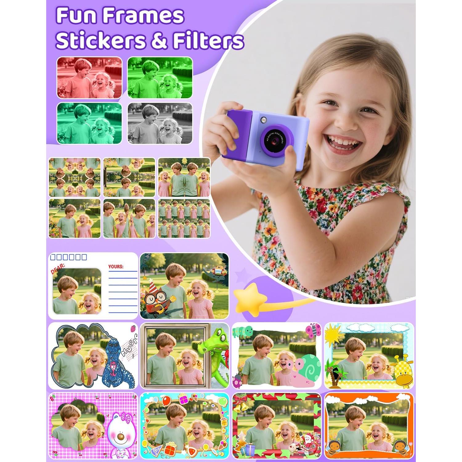Cámara Instantánea Usteetic P86 para Niños 20MP 1080P con SD 32GB