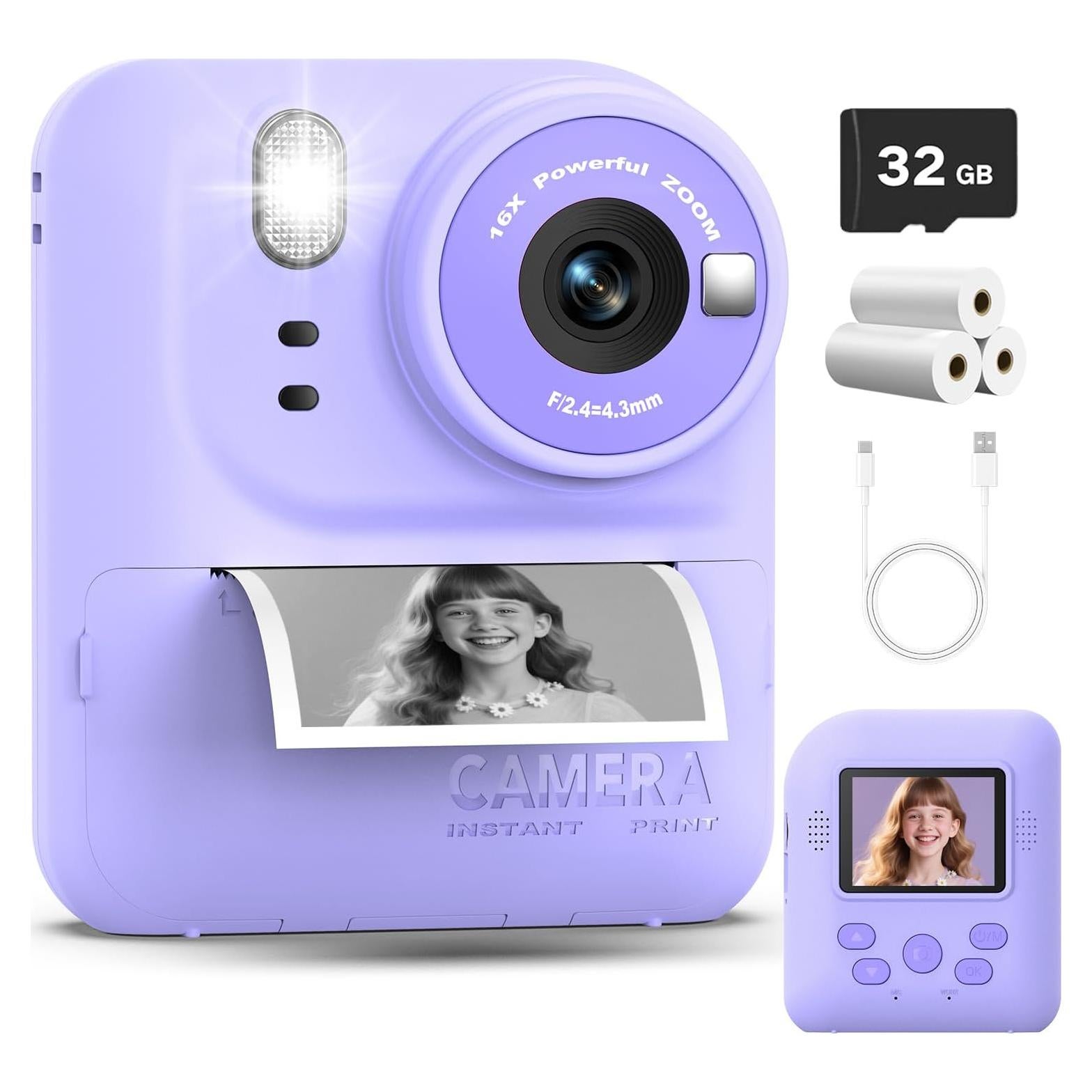 Cámara Instantánea Digital Okaloka 1080P HD para Niños 3-12 Años