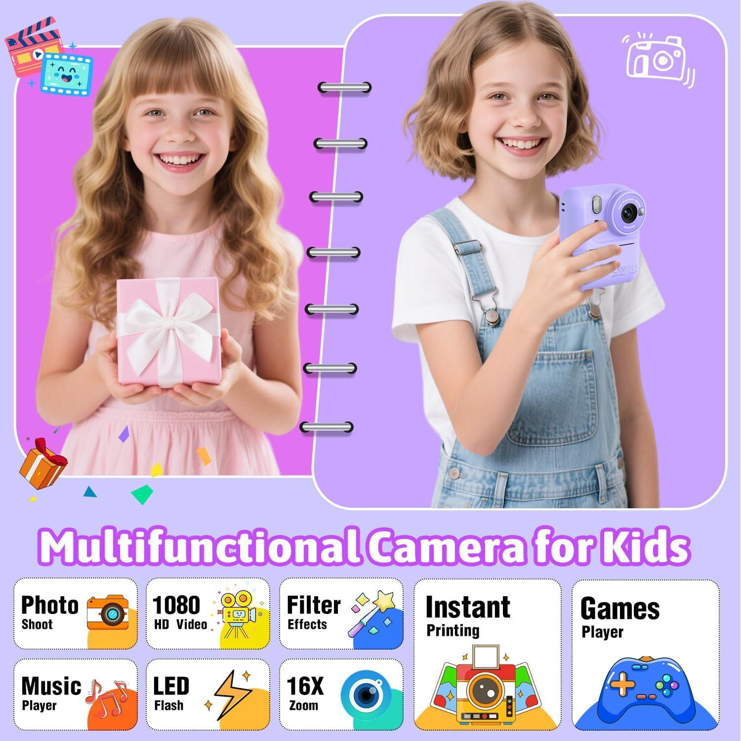 Cámara Instantánea Digital Okaloka 1080P HD para Niños 3-12 Años