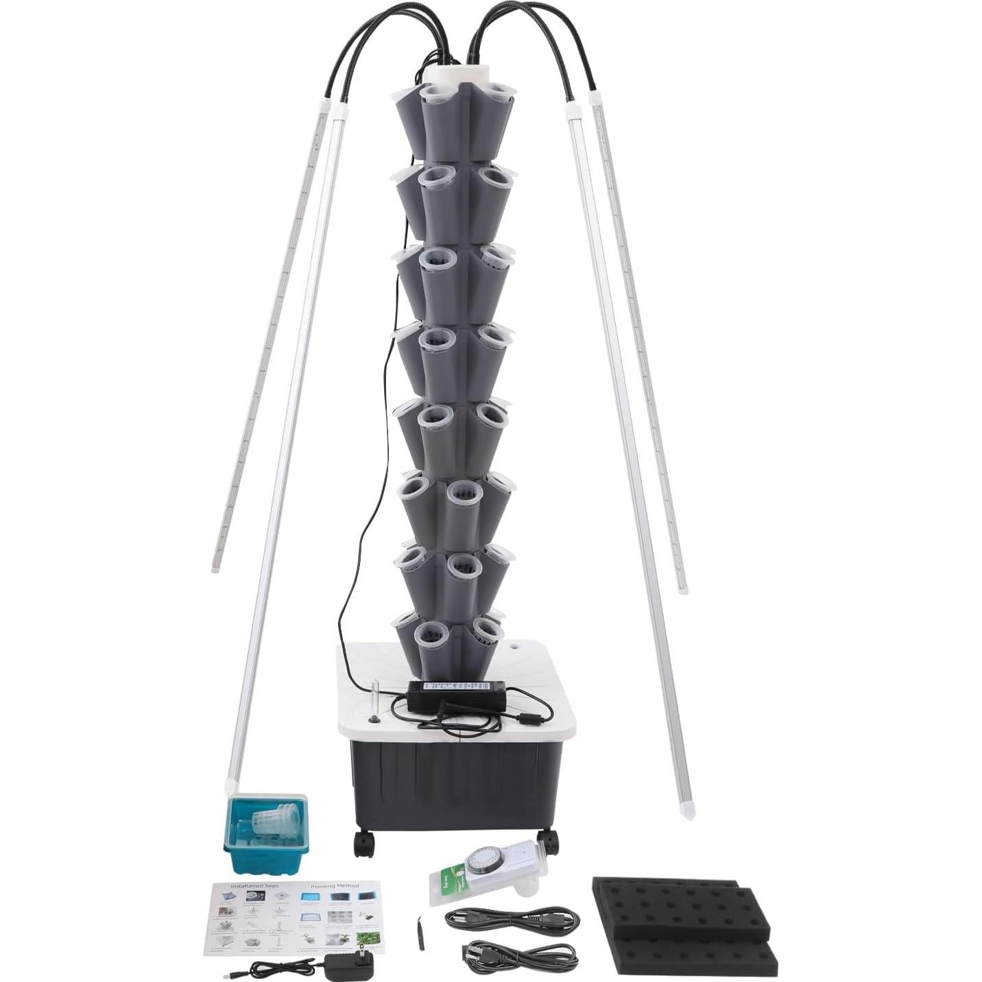 Kit de Cultivo Vertical Hidropónico ZONGFOW 8 Niveles 40 Agujeros