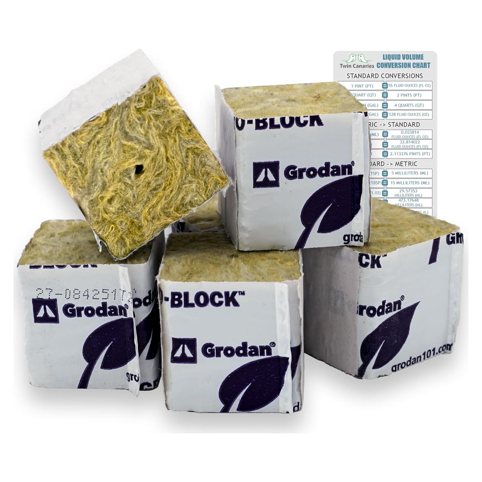 Bloques Mini de Rockwool Grodan 1.5" (3.81 cm) - Paquete de 45