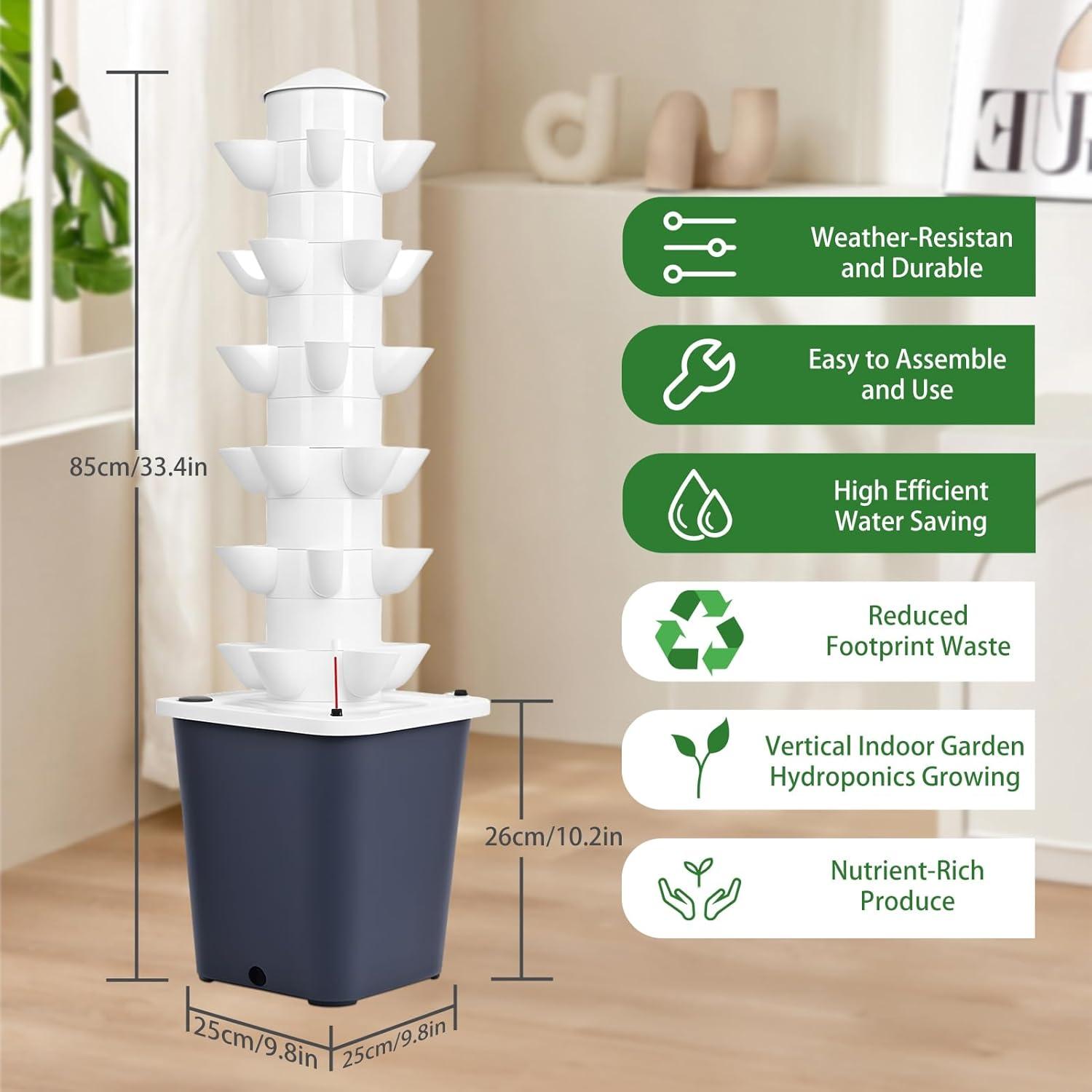 Torre Hidropónica Vertical GIFZES 30 Plantas 10L Riego Automático