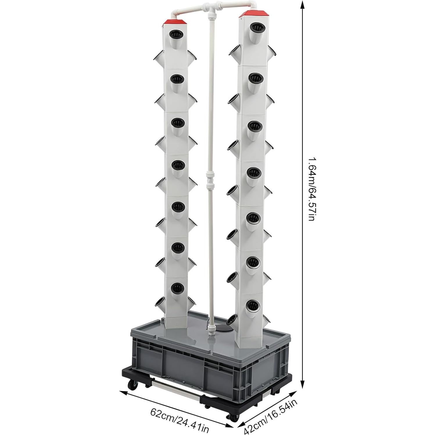Torre Hidropónica LuYuLTONG 56 Macetas Blanca con Ruedas