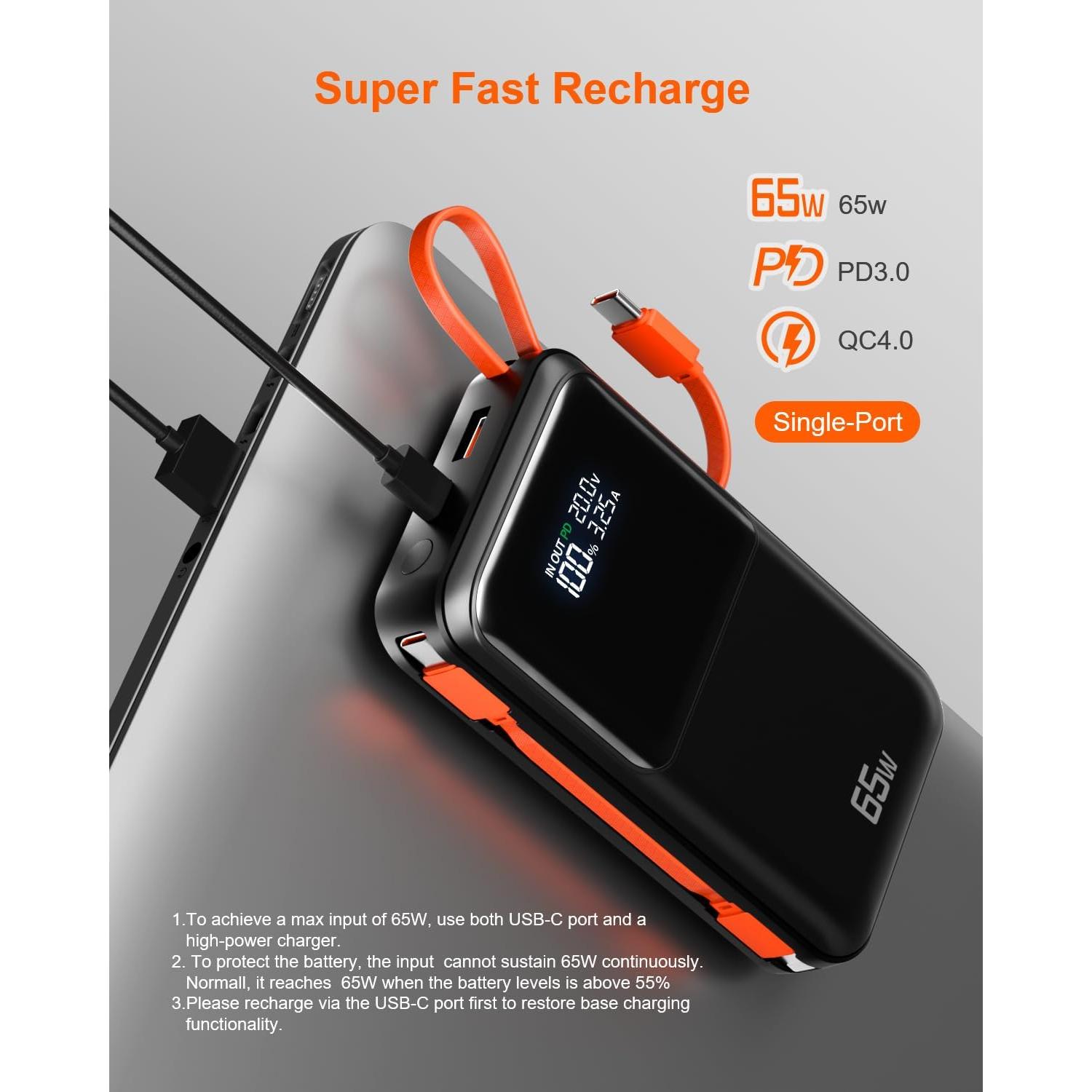 Cargador portátil 65W Feidyns 27000mAh USB-C carga rápida