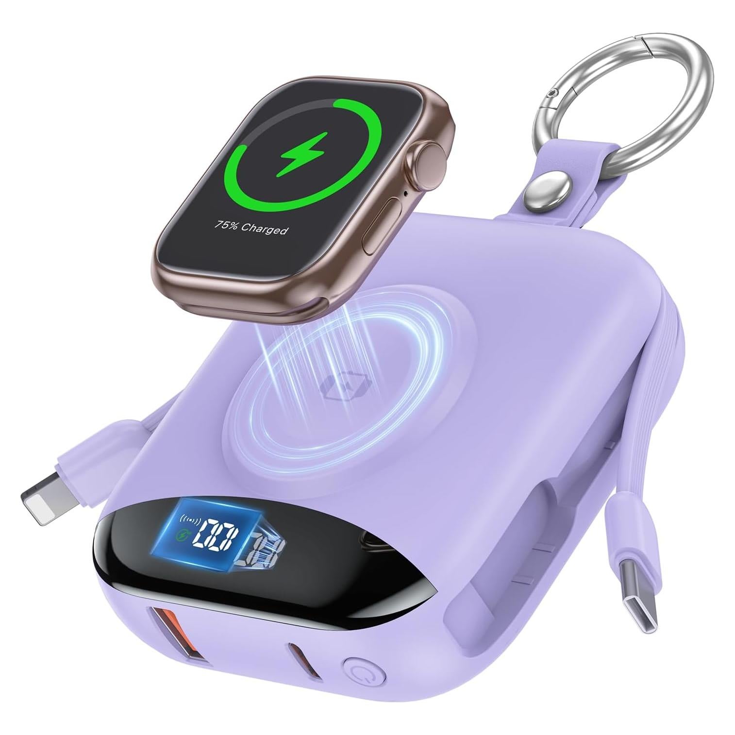 Cargador Portátil 10000mAh CITICR con Cables Integrados y Pantalla LED