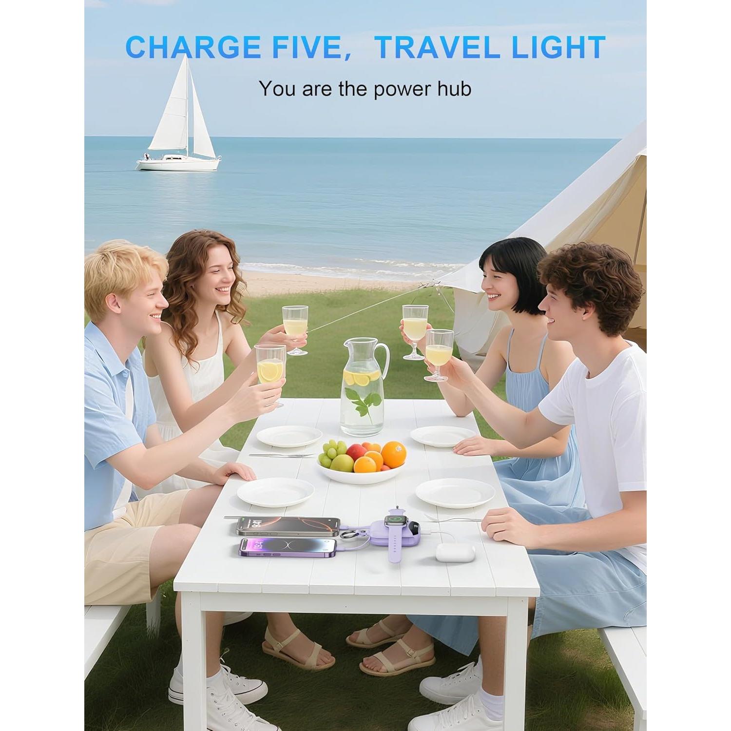 Cargador Portátil 10000mAh CITICR con Cables Integrados y Pantalla LED