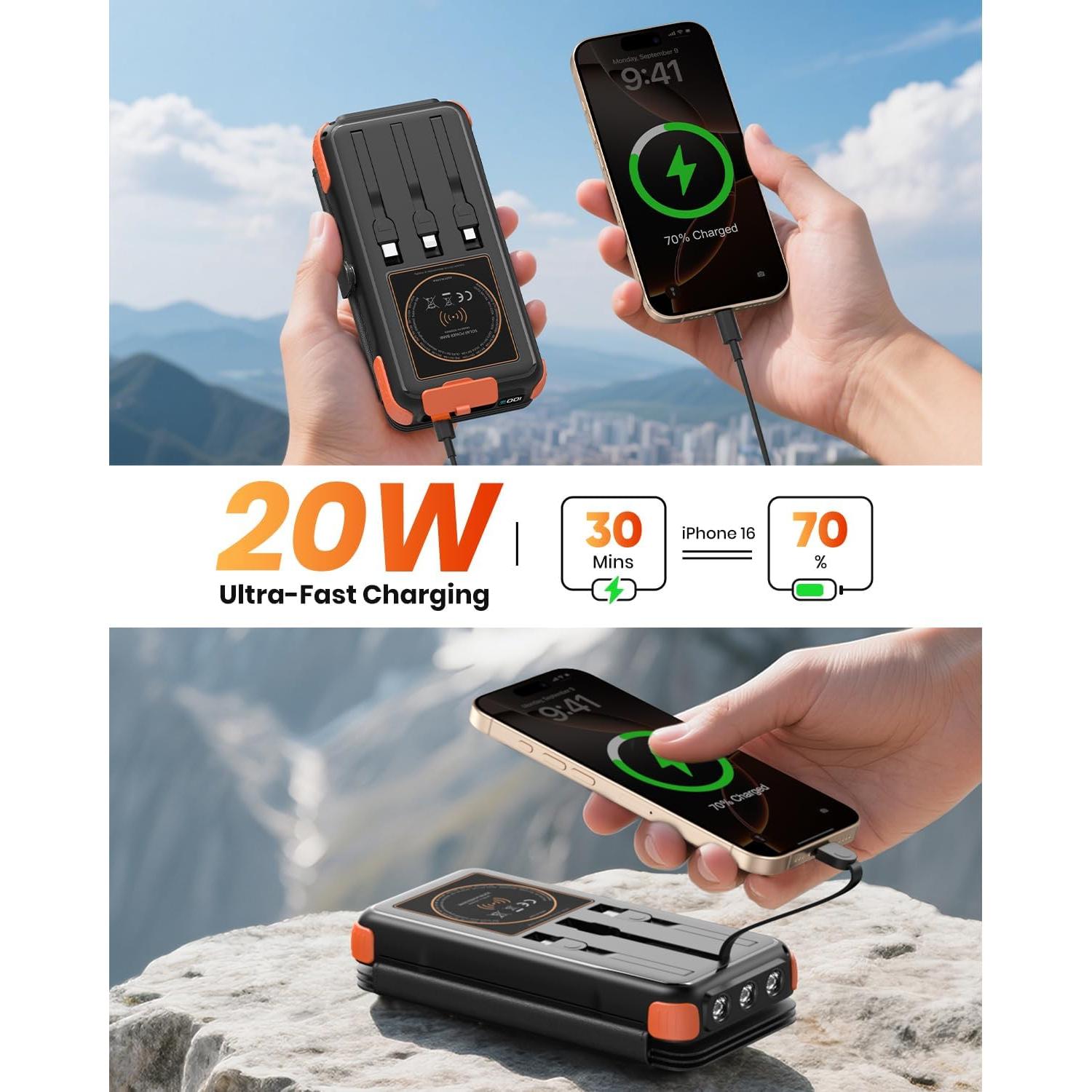 Banco de Energía Solar Tranmix 49800mAh Carga Rápida 20W