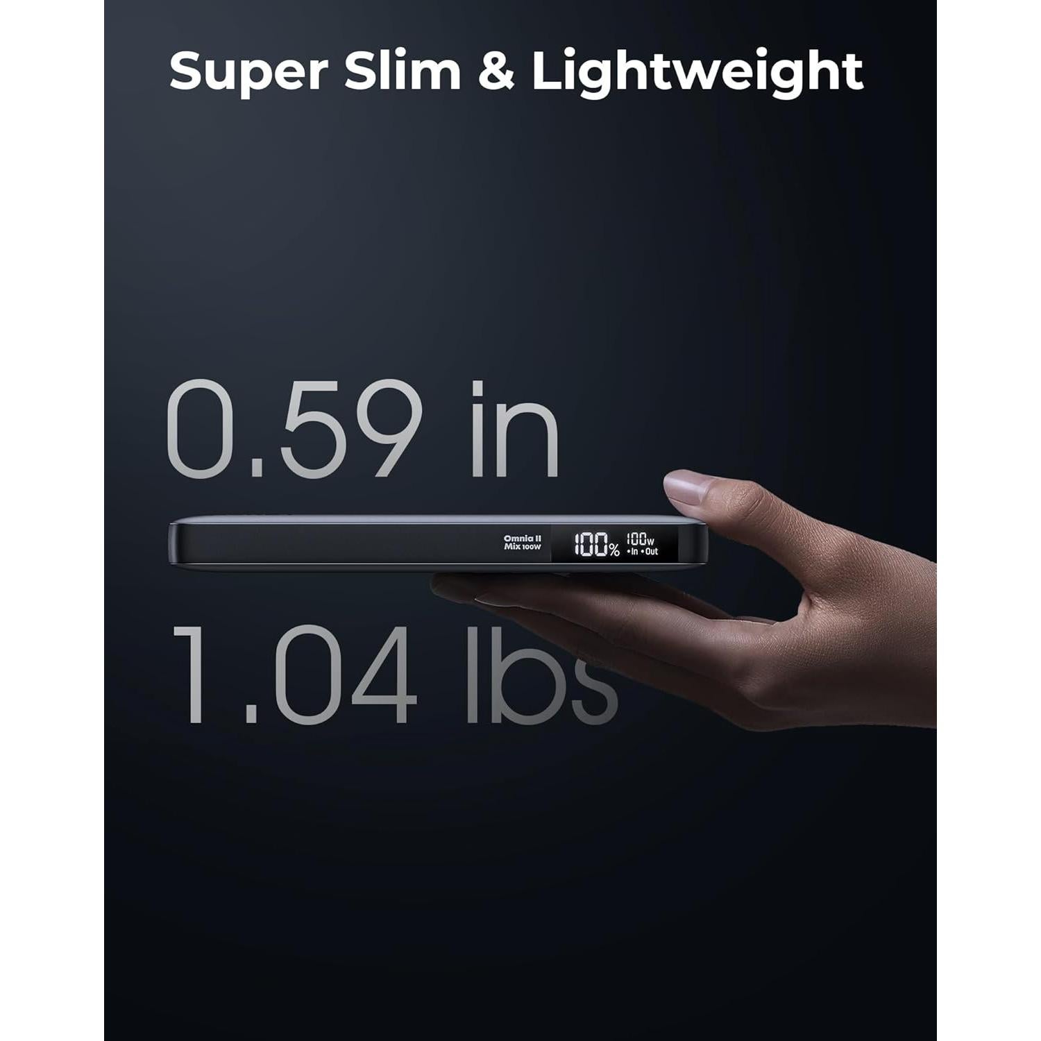 Banco de Energía 100W AMEGAT 20000mAh USB-C 4 Puertos