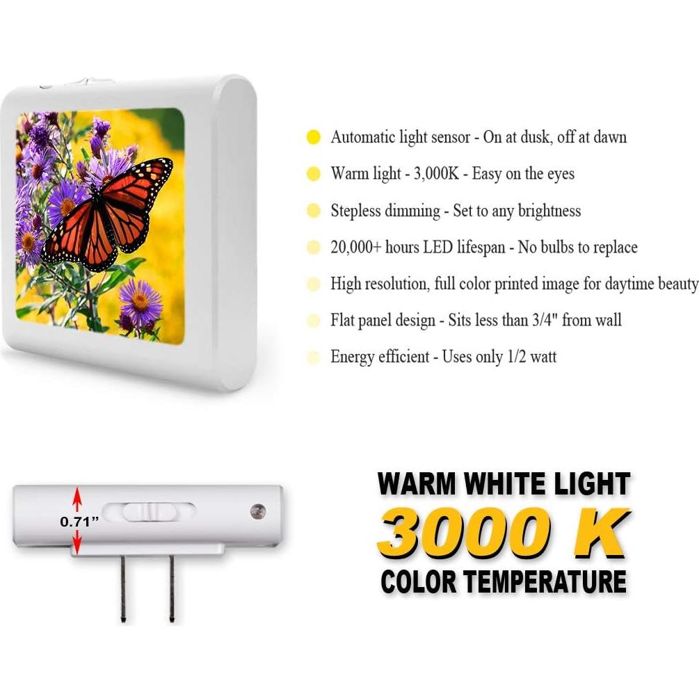 Luz Nocturna LED Art Plates Mariposa Regulable 0.5W