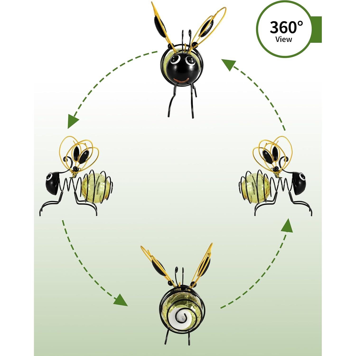 Luz Solar Colgante Abeja iEstatua - LED Amarillo para Jardín