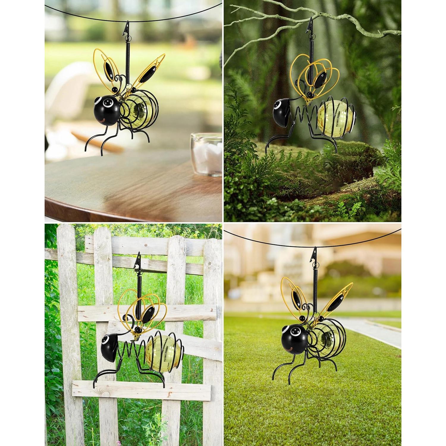 Luz Solar Colgante Abeja iEstatua - LED Amarillo para Jardín