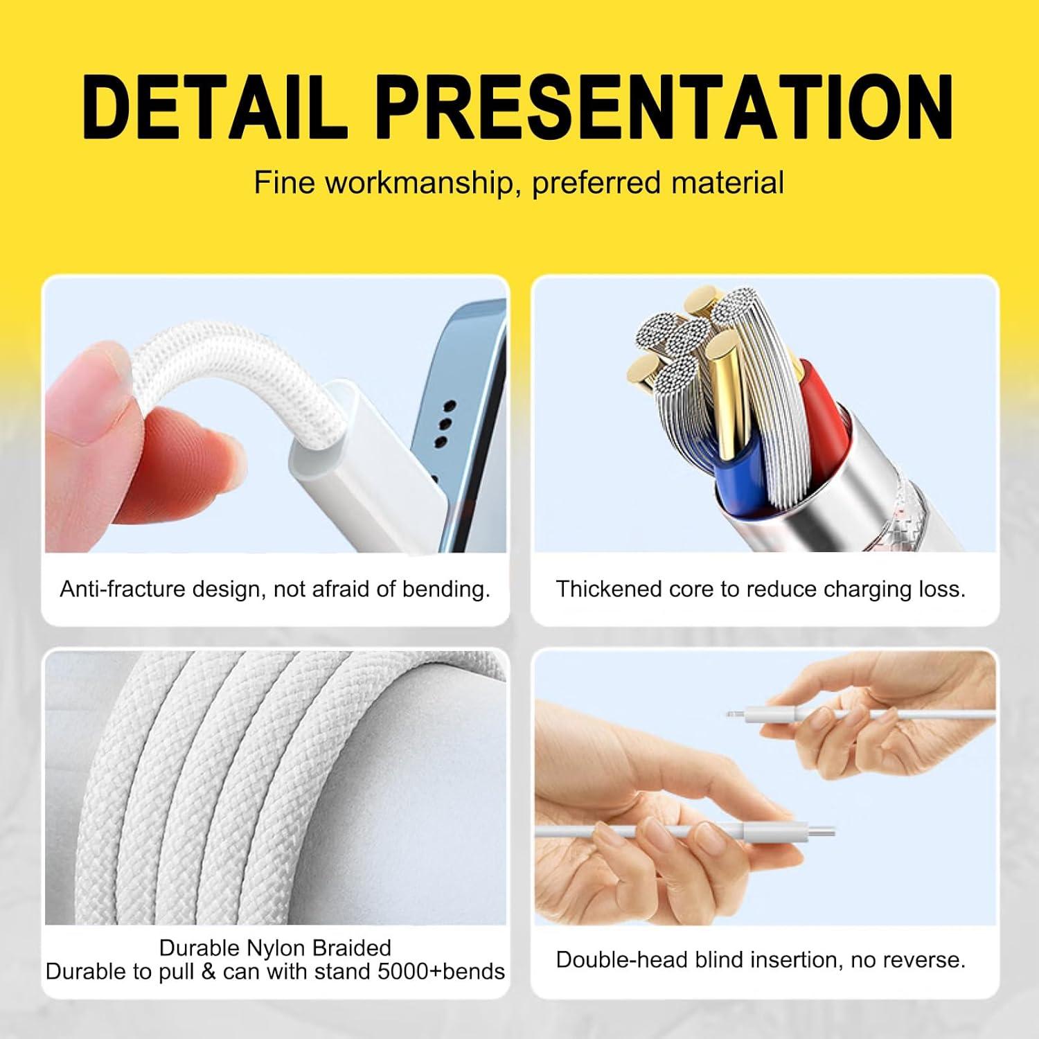 Cargador Rápido 20W USB-C CYQAPC con Cable 2m para iPhone y iPad