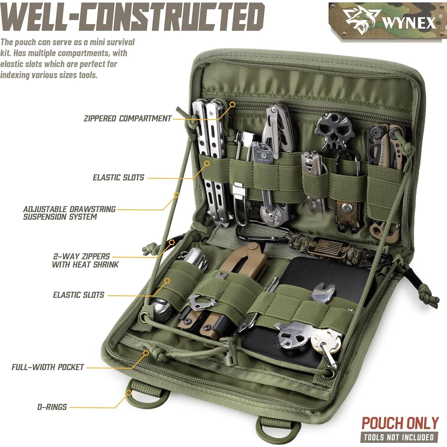 Bolsa Táctica Administrativa WYNEX Molle Verde Militar 22.35x17.27cm