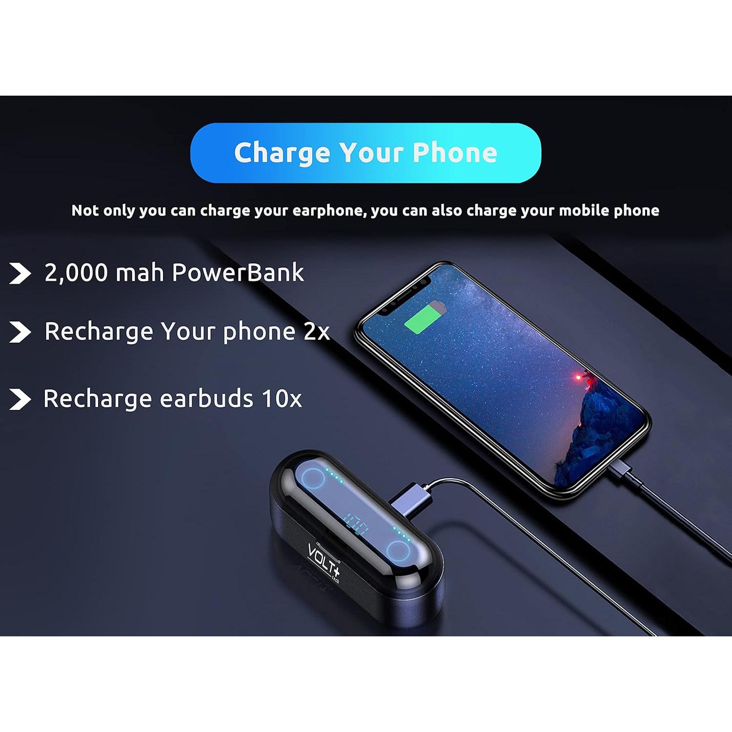 Auriculares Inalámbricos F9 Volt Plus Tech con PowerBank 2000mAh