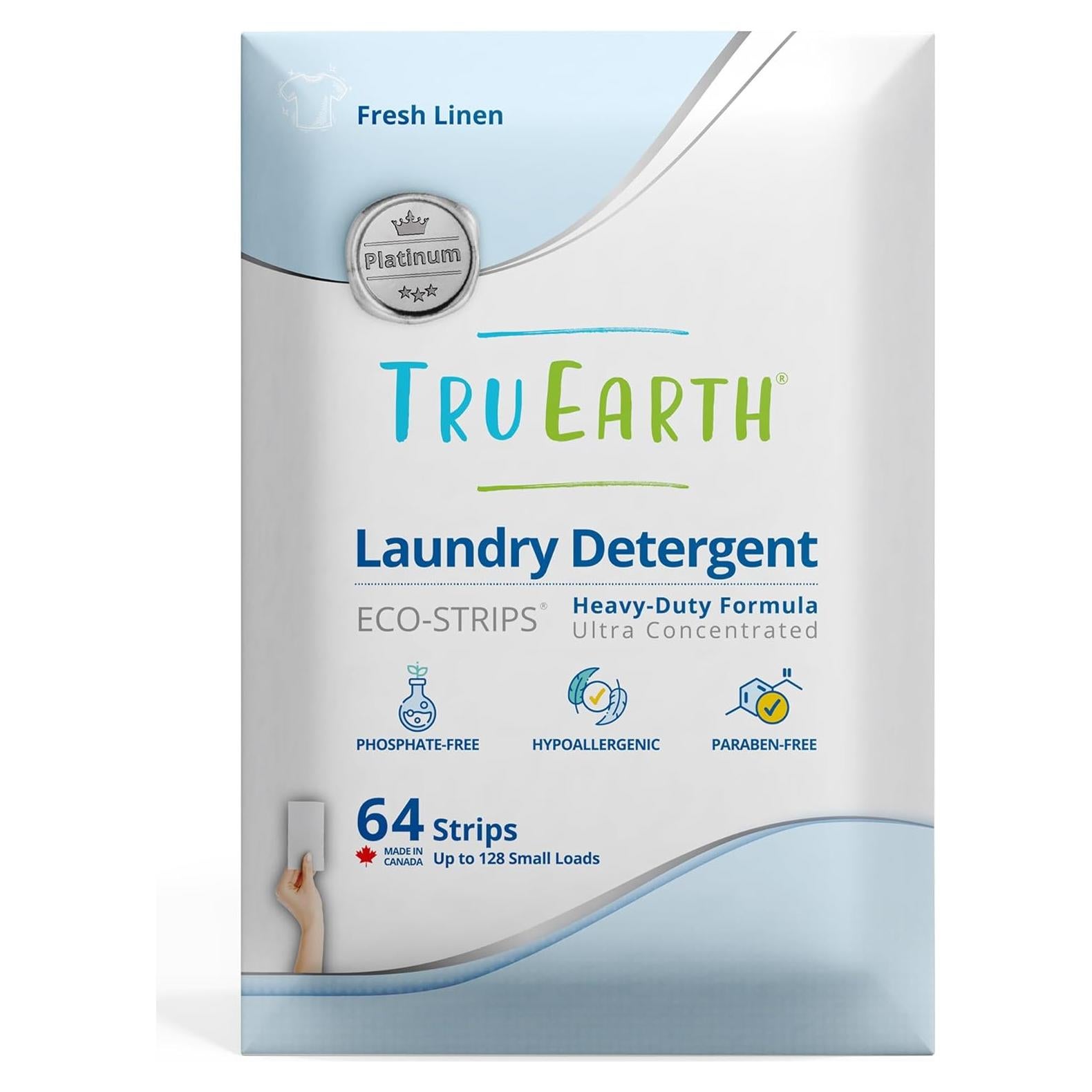Hojas de detergente Tru Earth Platinum - 64 unidades - Lino fresco