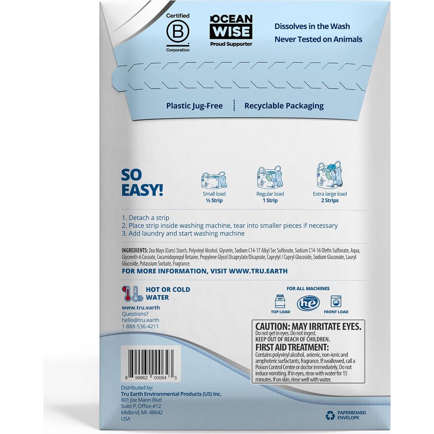 Hojas de detergente Tru Earth Platinum - 64 unidades - Lino fresco