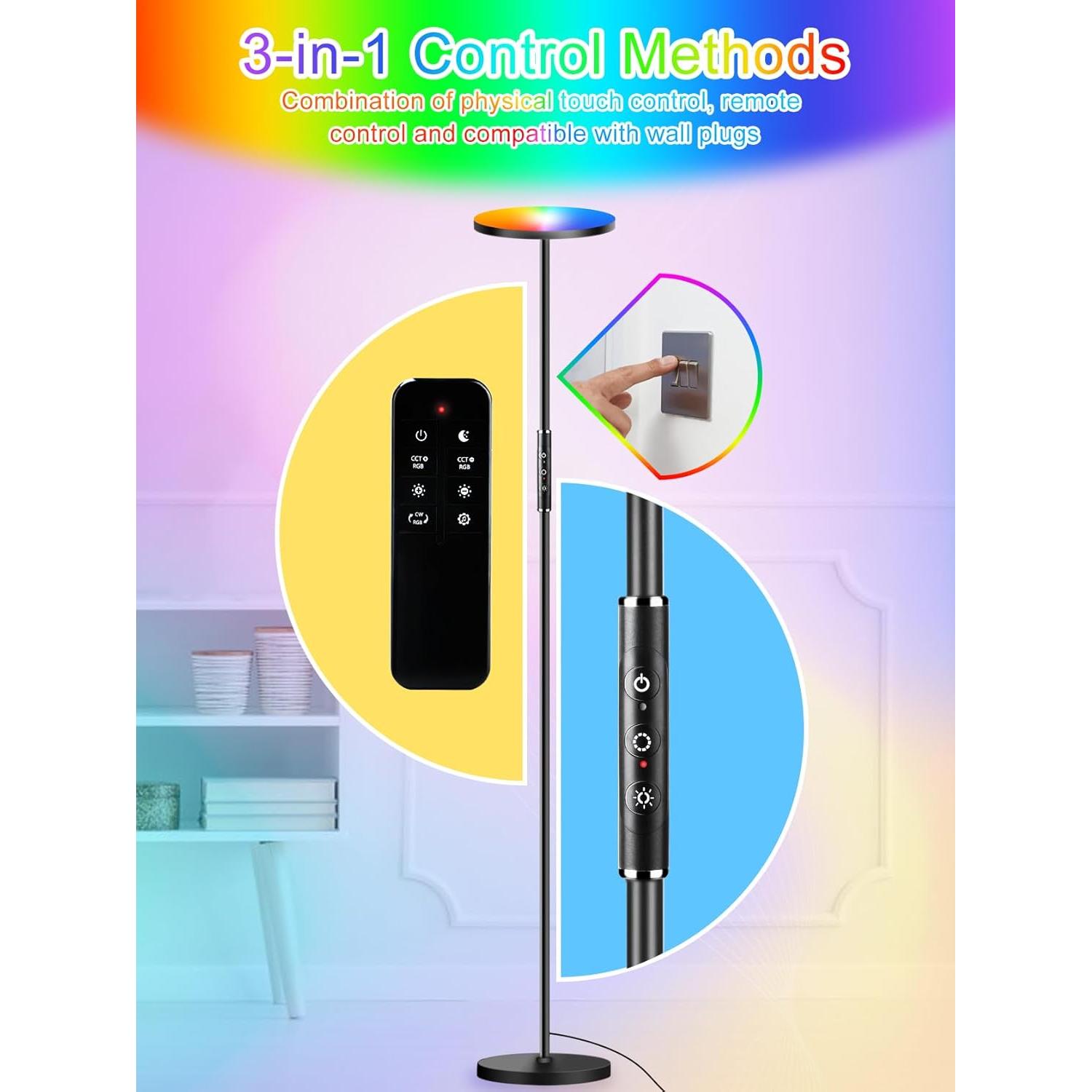 Lámpara de Pie LED RGB Monococo 36W 3600LM Control Remoto