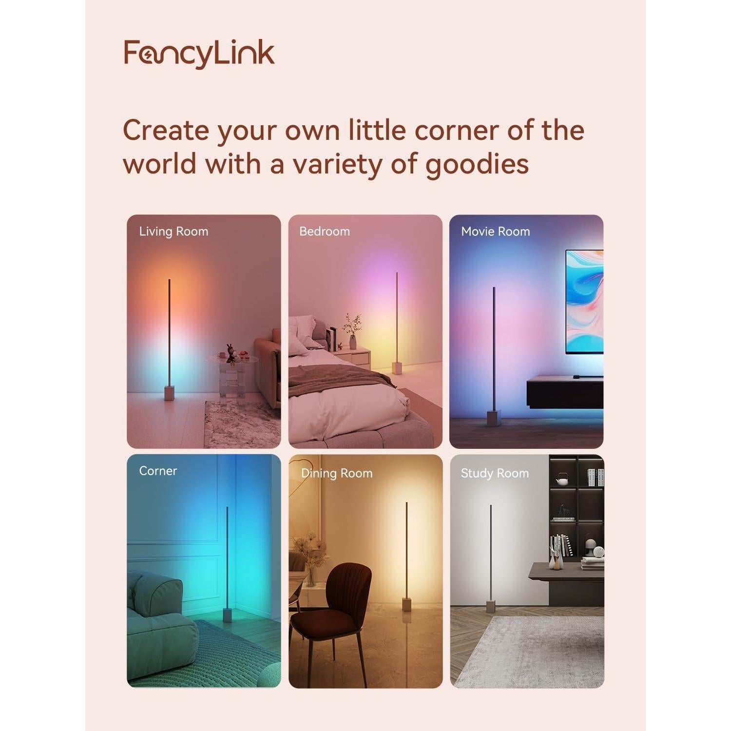 Lámpara de Suelo Inteligente Fancylink RGBCW 1500lm 42.8cm