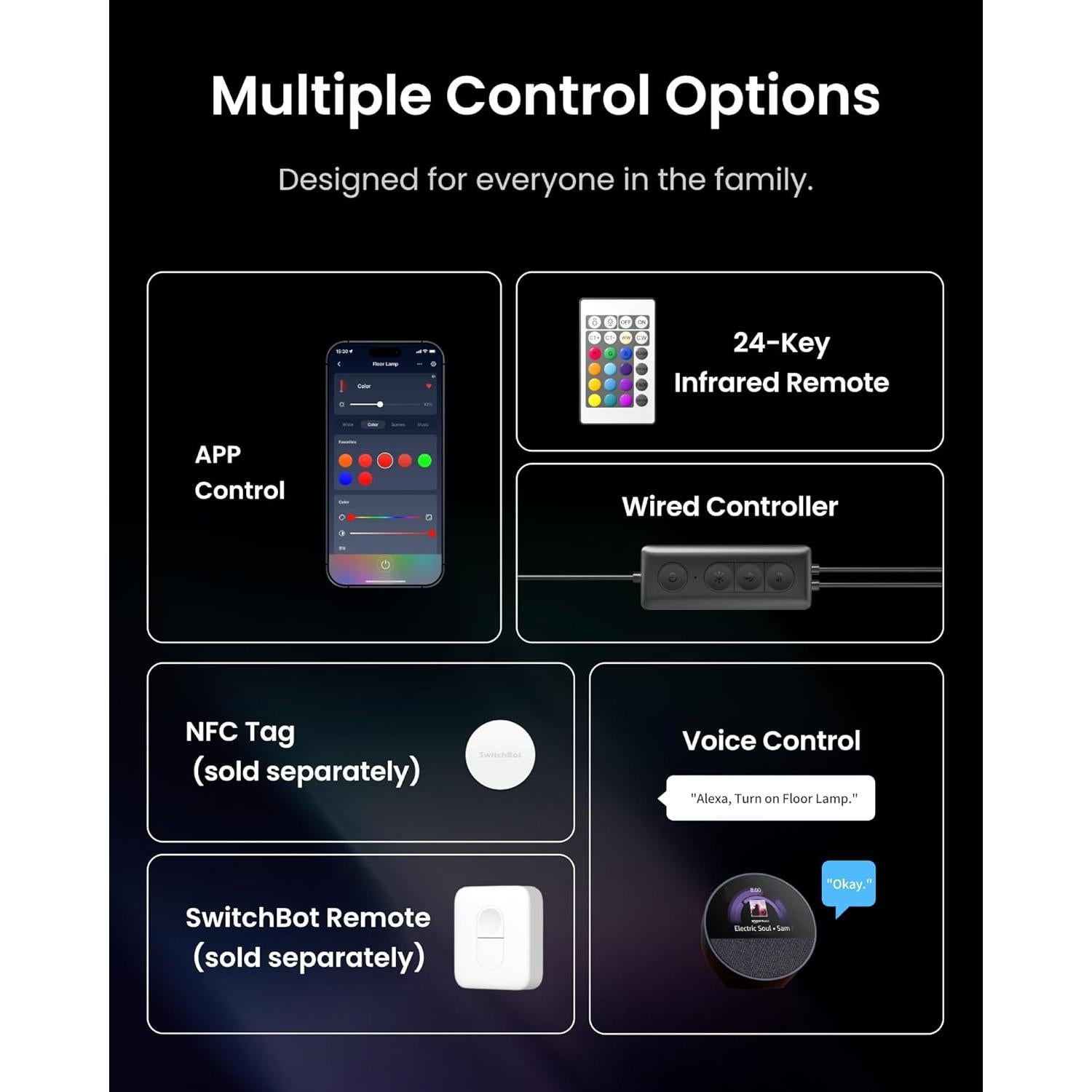 Lámpara de Pie SwitchBot RGBW, 1200lm, Compatible con Matter