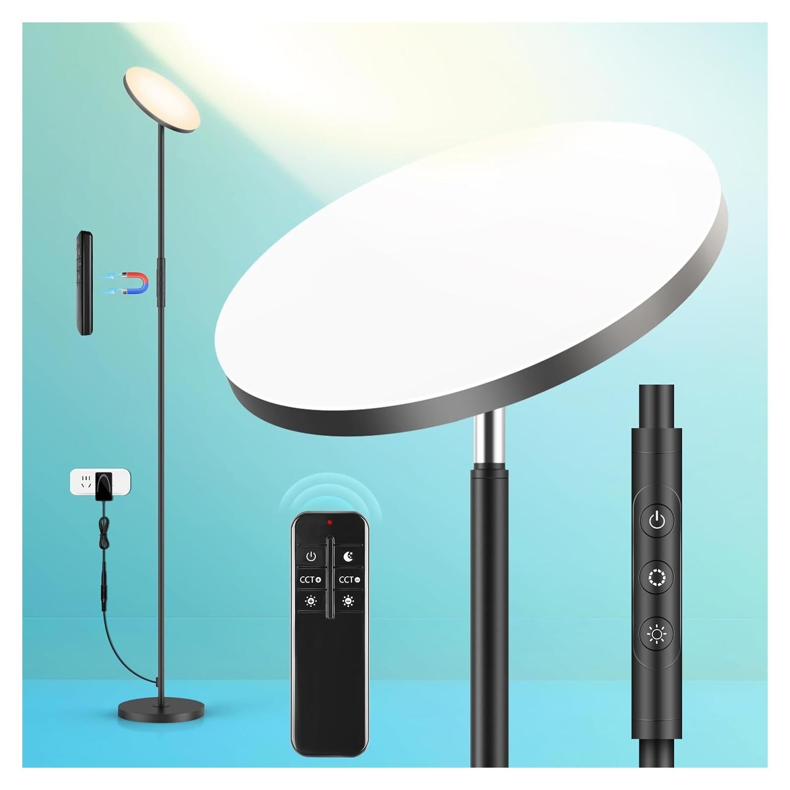 Lámpara de Pie LED Yikuneng 3000LM 30W Regulable 2700K-6500K