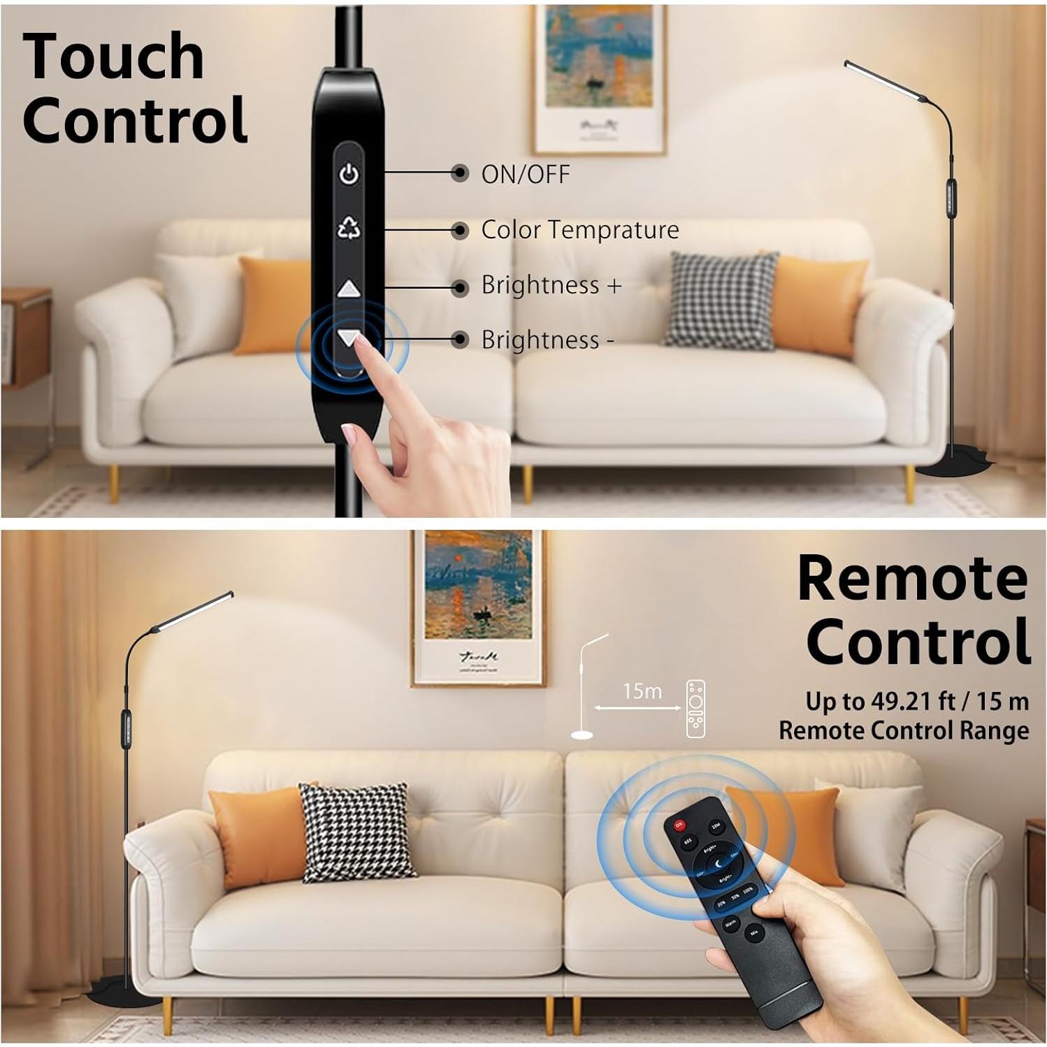 Lámpara de Pie LED Qumusaa con Control Remoto 182 cm