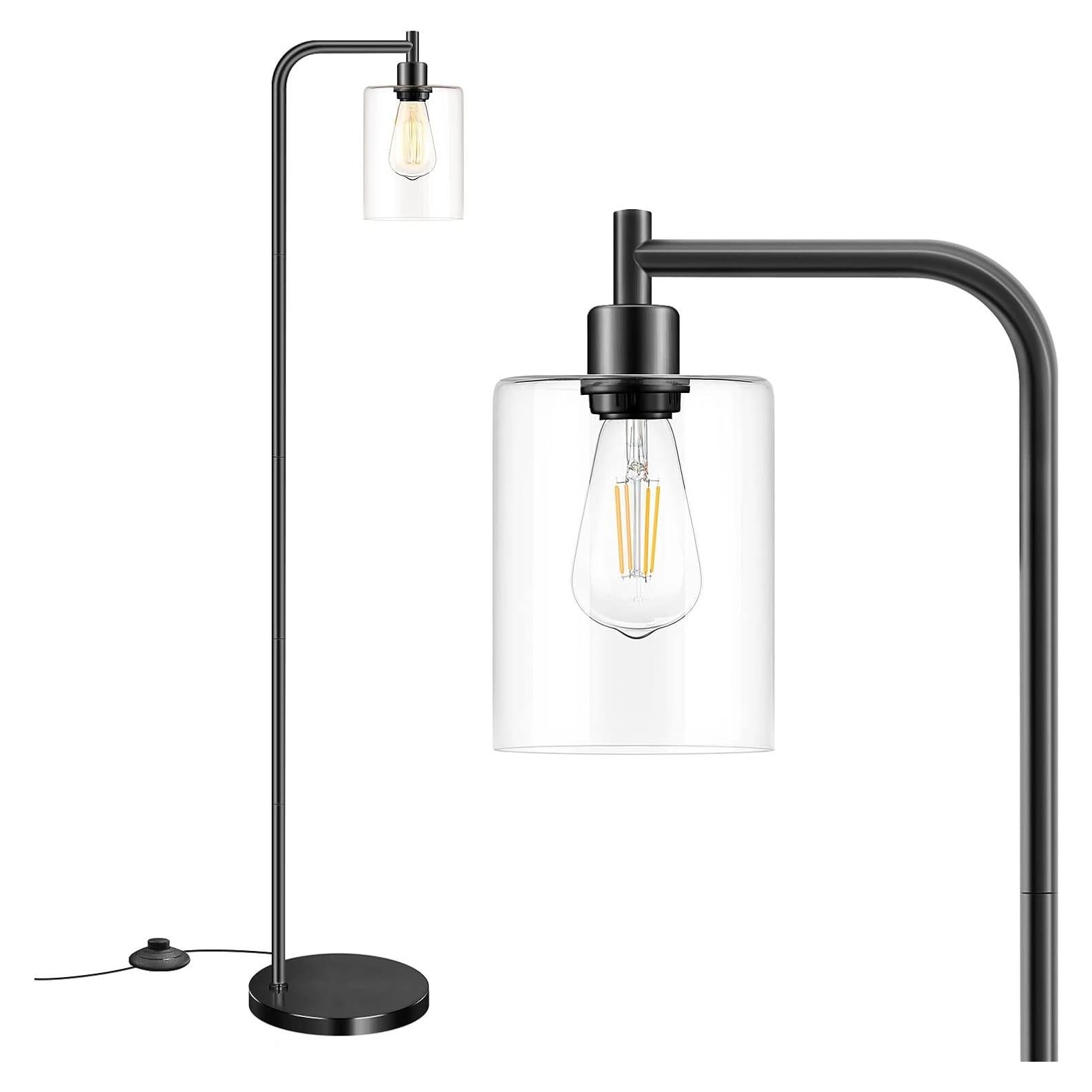 Lámpara de Pie Industrial Bosceos E26 Negra 168 cm con Bombilla