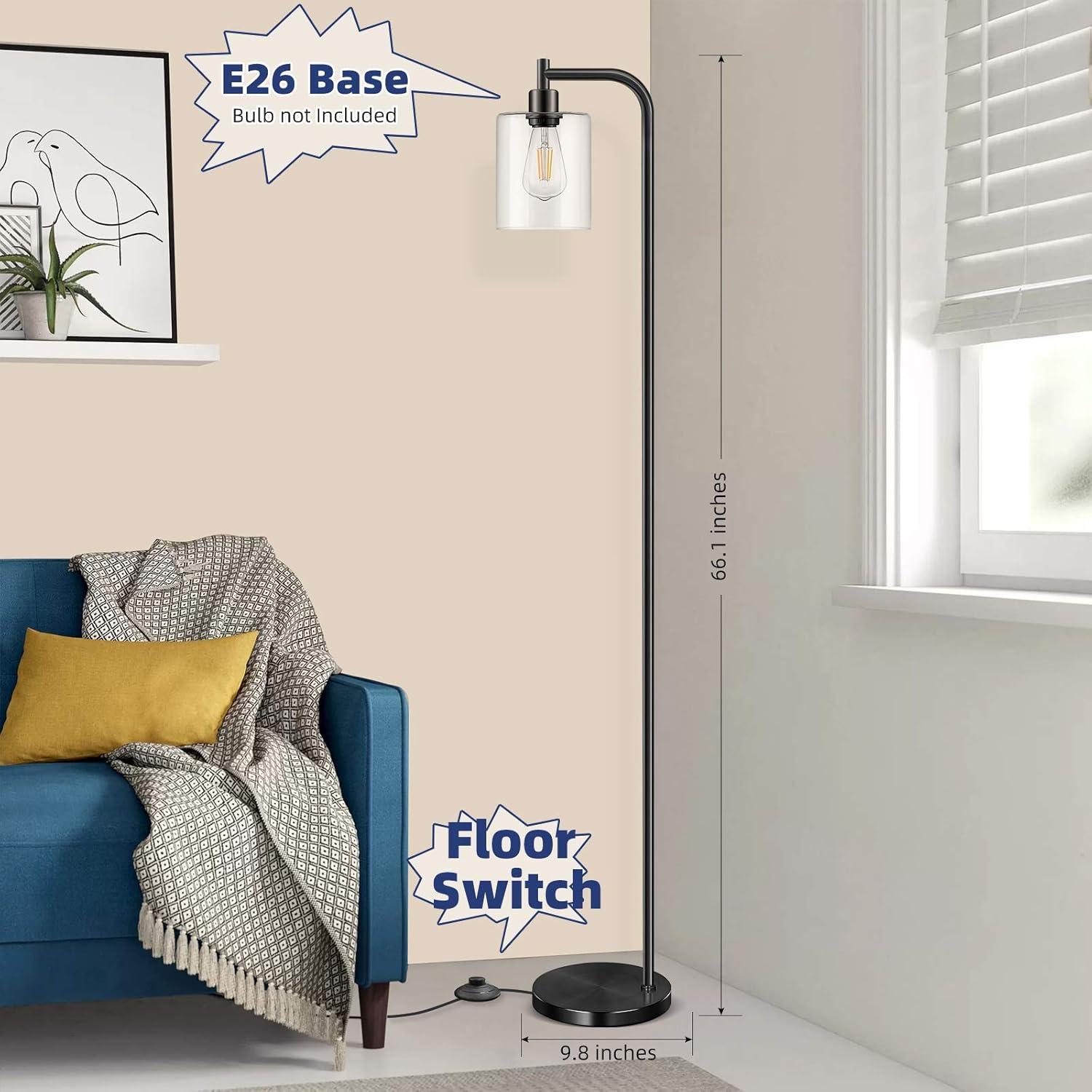 Lámpara de Pie Industrial Bosceos E26 Negra 168 cm con Bombilla