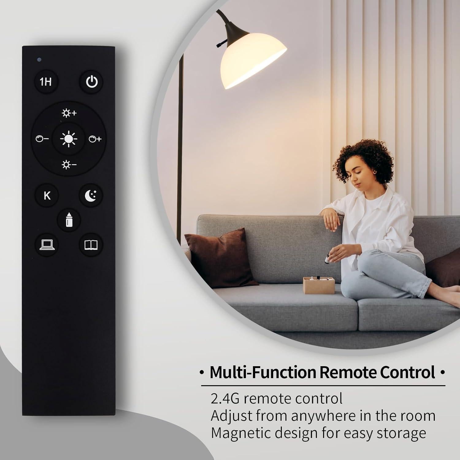 Lámpara de Pie GDRKNP Ajustable con Control Remoto 9W