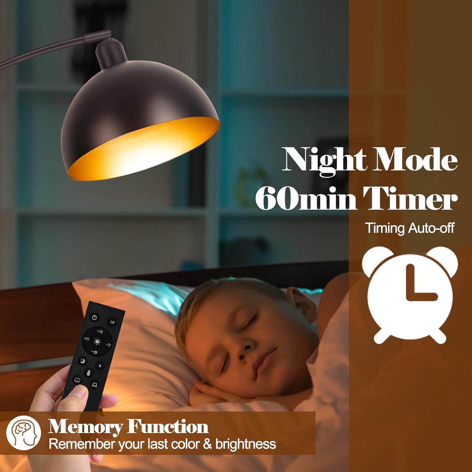 Lámpara de Pie Arco Regulable VenzBlomia 70" Bronce LED 9W