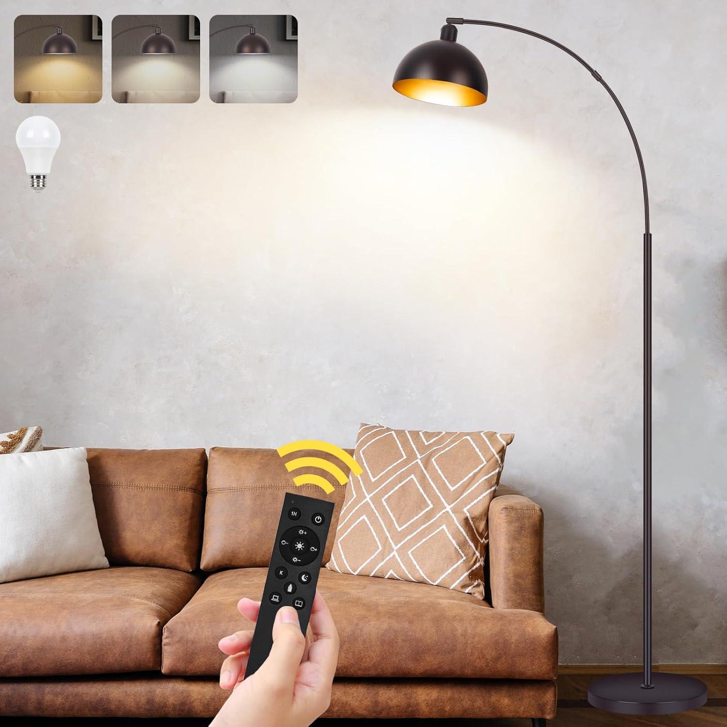 Lámpara de Pie Arco Regulable VenzBlomia 70" Bronce LED 9W