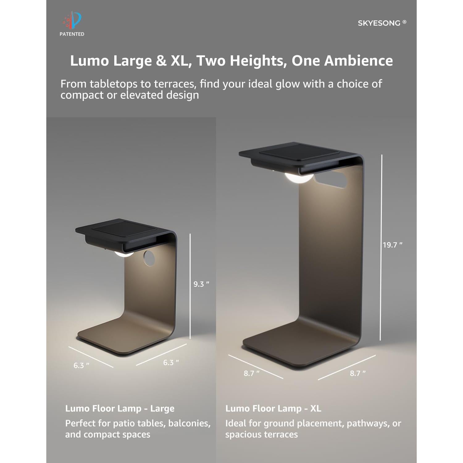 Lámpara de Piso Solar SkyeSong Lumo XL 4000mAh IP65