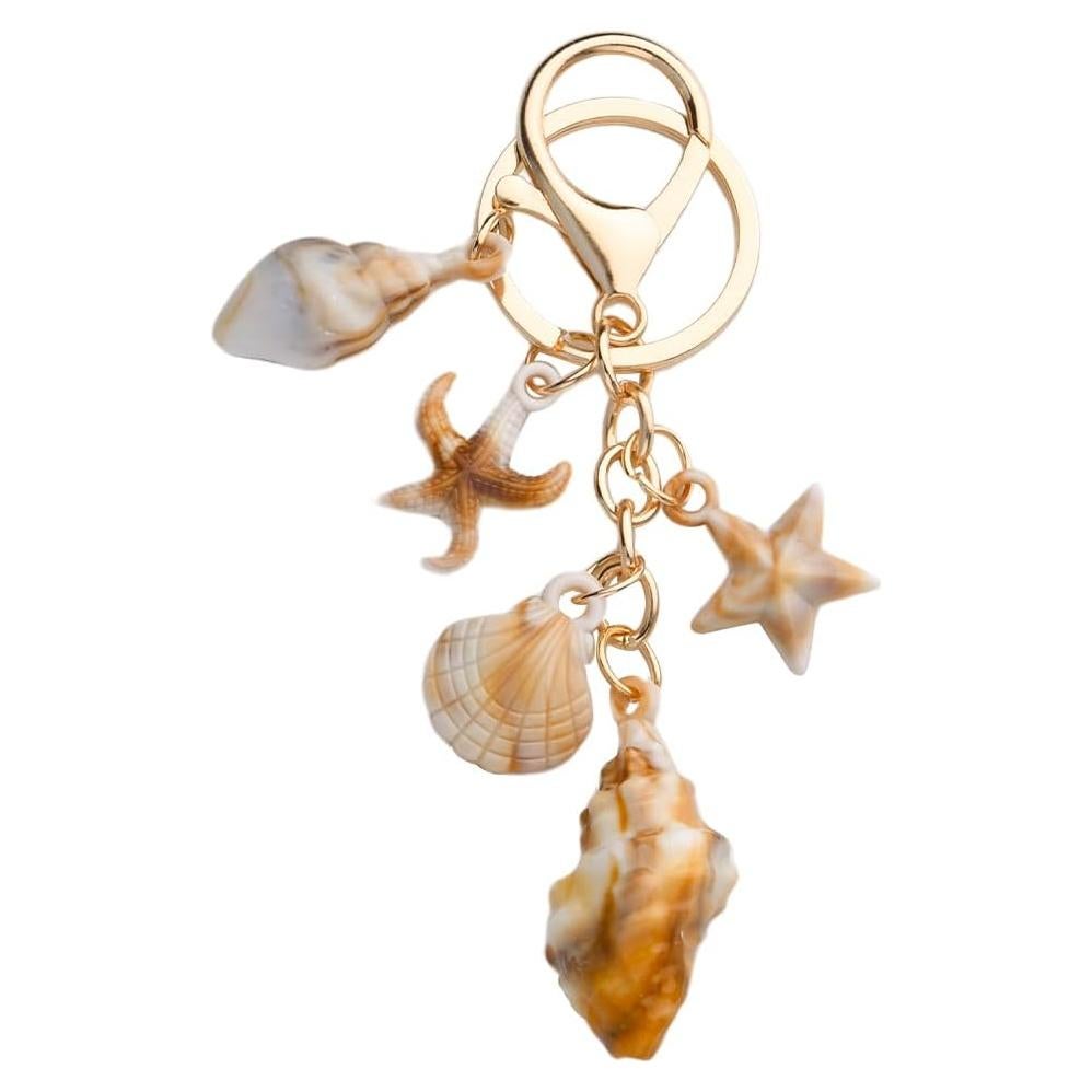 Llavero de Concha YALLNASL con 5 Encantos Playa 9.4x3.6cm
