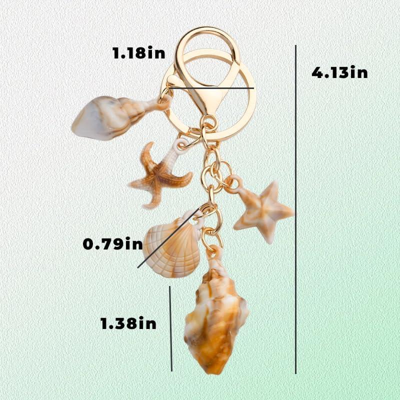 Llavero de Concha YALLNASL con 5 Encantos Playa 9.4x3.6cm