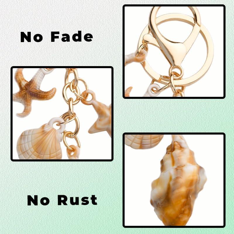 Llavero de Concha YALLNASL con 5 Encantos Playa 9.4x3.6cm