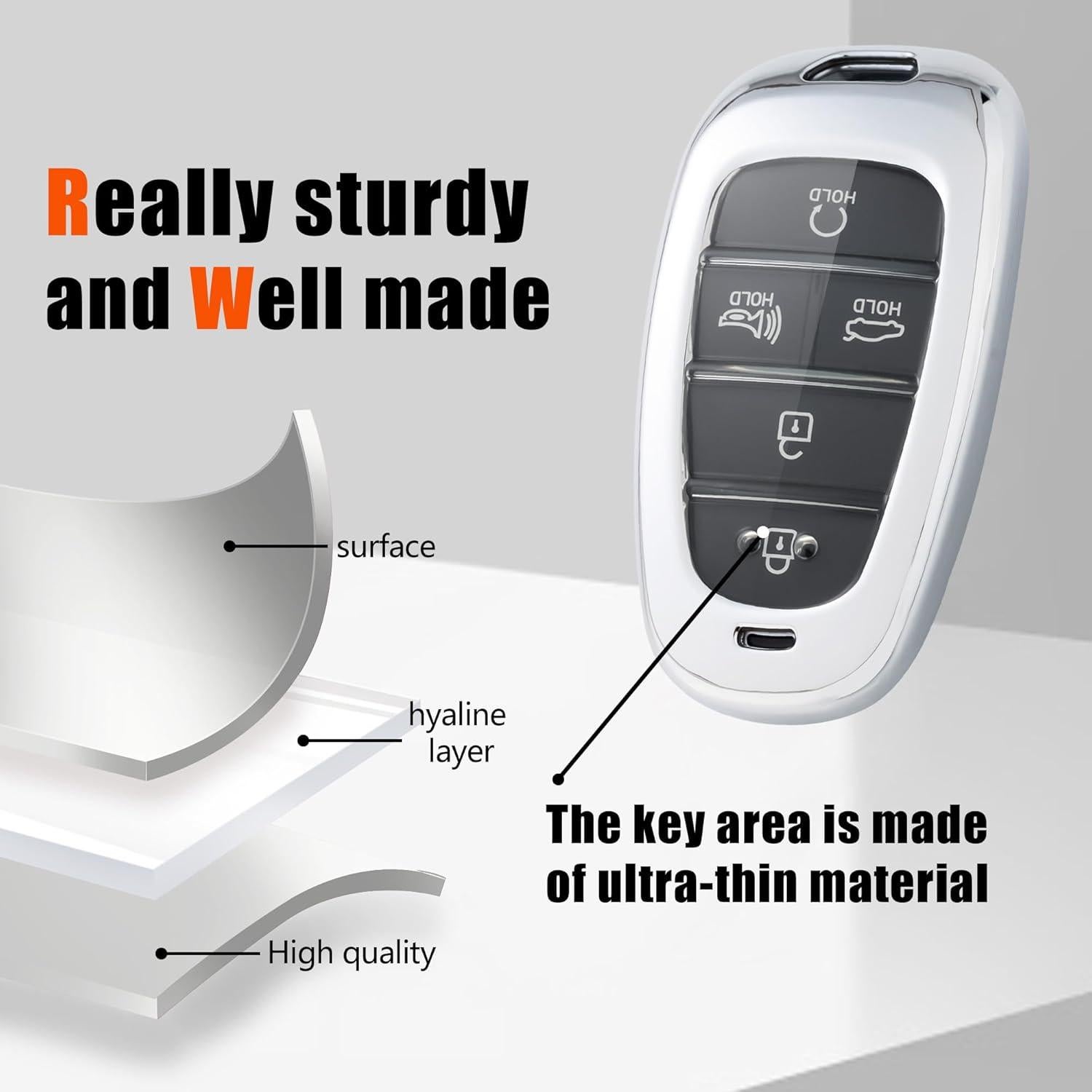 Funda de Llave Hyundai Flensent TPU Plata 2022-2025