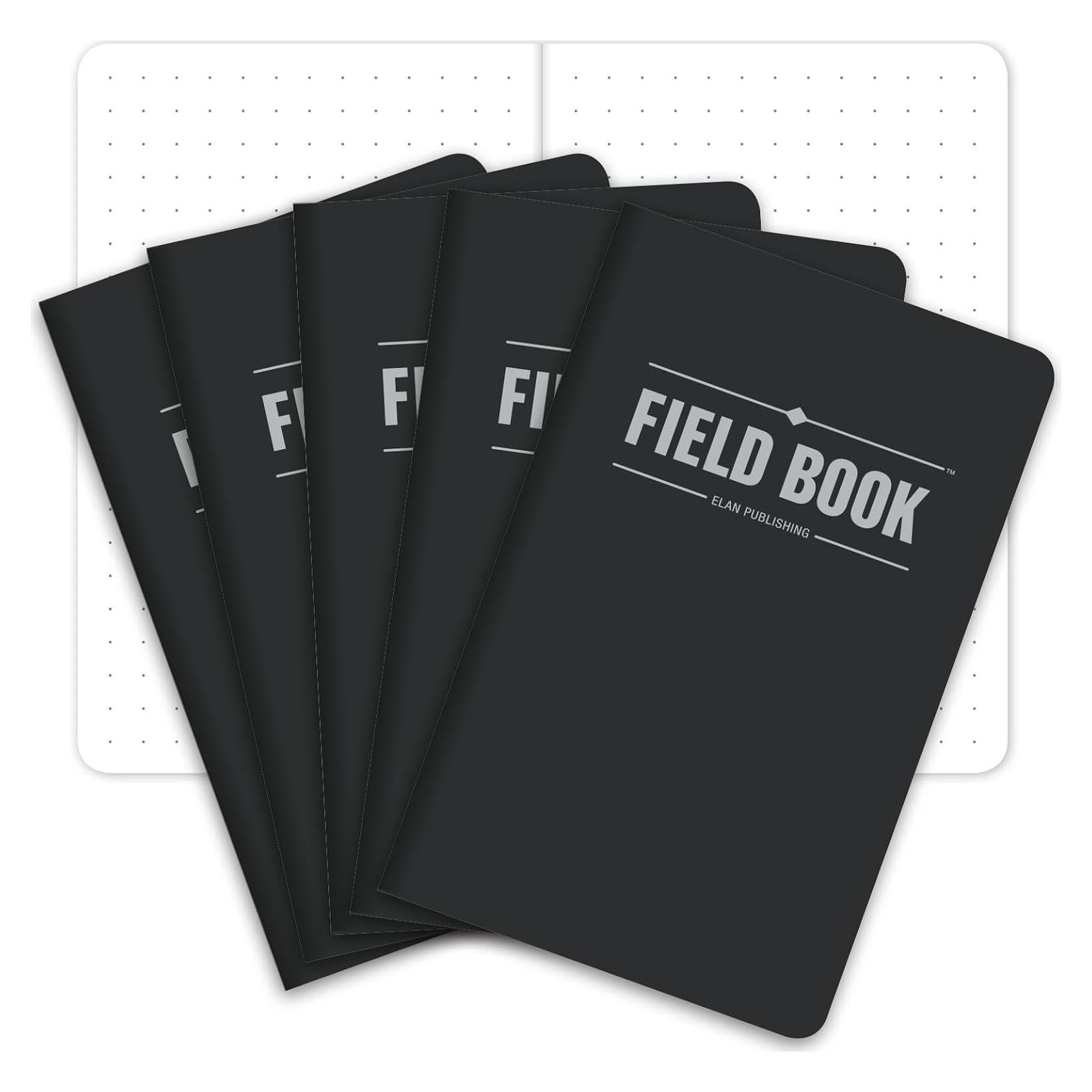 Cuaderno de Campo Elan Publishing - Paquete de 5 - Negro - Puntos