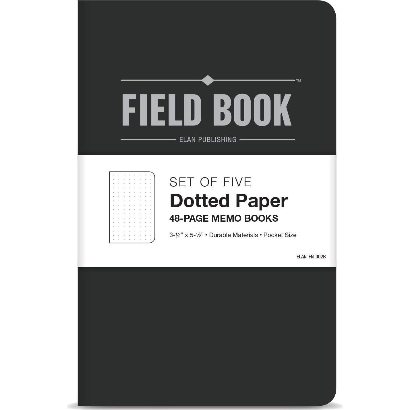 Cuaderno de Campo Elan Publishing - Paquete de 5 - Negro - Puntos