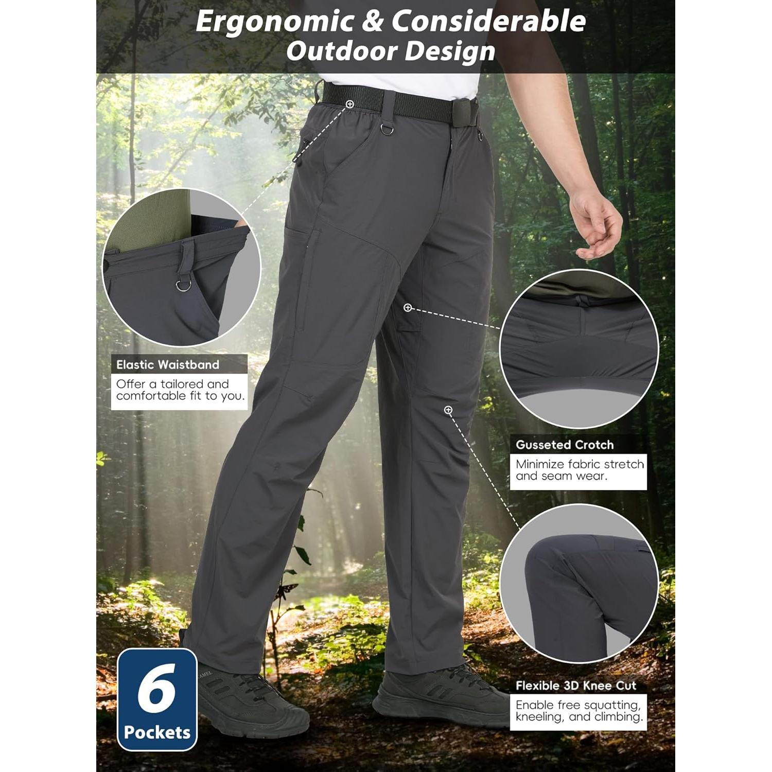 Pantalones de Senderismo Ligeros Hombre Cargo Nylon 36W x 30L