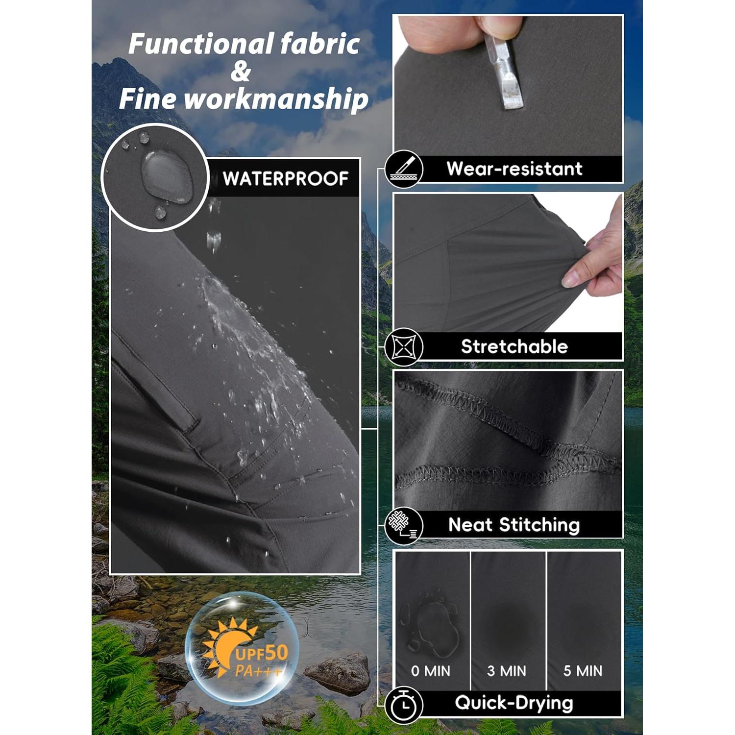 Pantalones de Senderismo Ligeros Hombre Cargo Nylon 36W x 30L