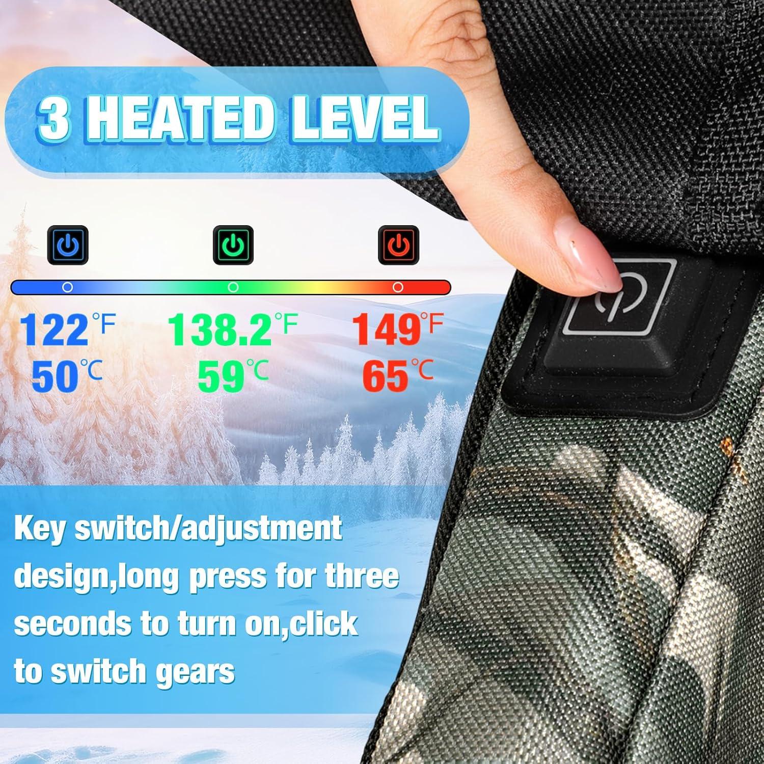 Cojines de Asiento Calentados Plegables Fanfanwin 2 Pcs Camuflaje